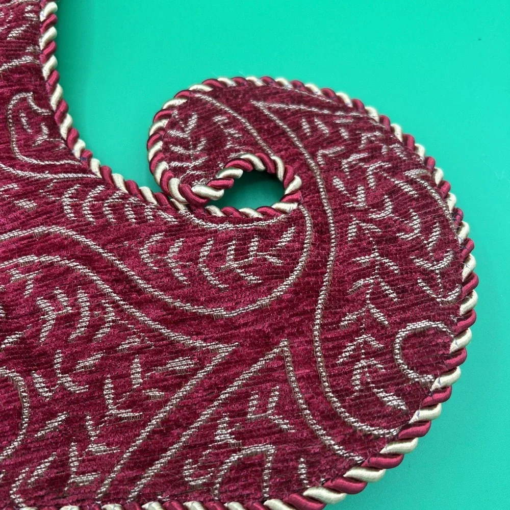 New no‎ tags burgundy red velvet, Satin Christmas Stocking Tapestry Elf Boot